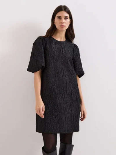 Phase Eight Jacquard Round Neck Mini Dress In Black