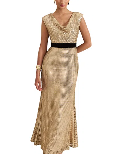 Phase Eight Jamae Gold Maxi Dress In Brown