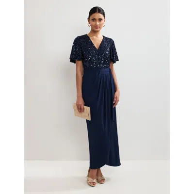 Phase Eight Janessa Sequin Wrap Maxi Dress In Blue