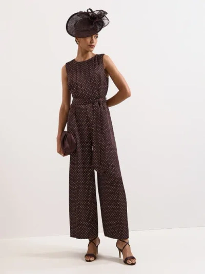 Phase Eight Janine Spot Jumpsuit In Brown