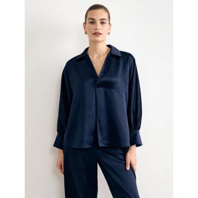 Phase Eight Juliette Satin Embellished Top In Navy
