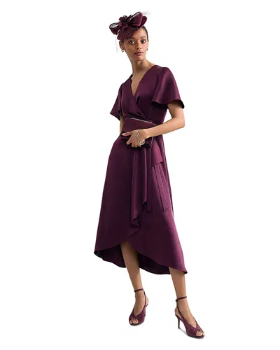 Phase Eight Julissa Satin Wrap Midi Dress In Purple