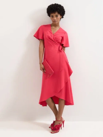 Phase Eight Julissa Short Sleeve Wrap Midi Dress In Pink