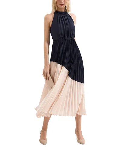 Phase Eight Kimira Navy Pleated Maxi Dress In Black