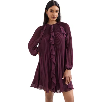 Phase Eight Layla Frill Swing Dress In Burgundy