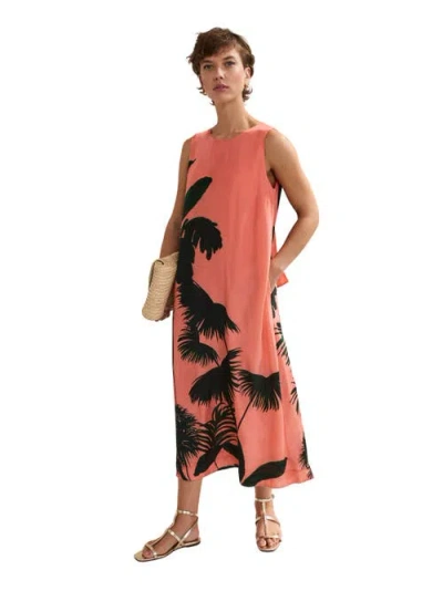 Phase Eight Leila Palm Midi Dress In Coral