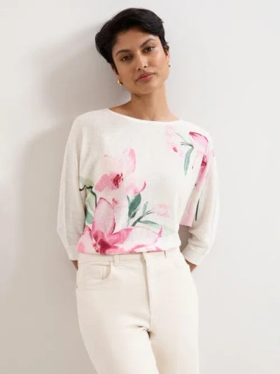 Phase Eight Lorelei Boatneck Floral Jumper In White