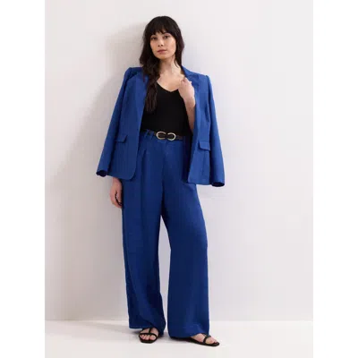 Phase Eight Lottie Wide Leg Linen Trousers In Blue