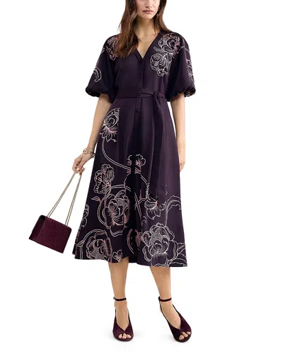 Phase Eight Mabel Print Midi Dress In Purple