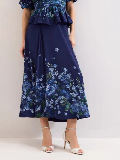 Phase Eight Womens Maeve Floral-print Woven Midi Skirt Navy In Blue