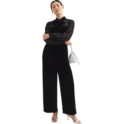 Phase Eight Magie Velvet Tie Neck Jumpsuit In Black