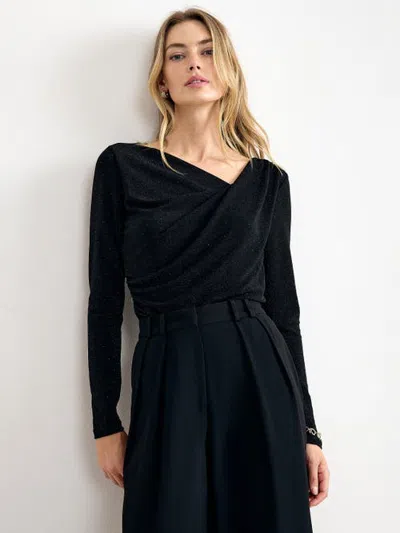 Phase Eight Marcy Asymmetric Shimmer Top In Black