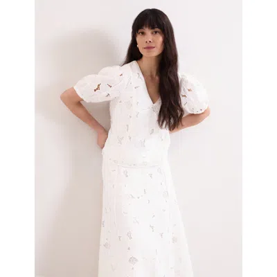 Phase Eight Marina V-neck Lace Blouse In White