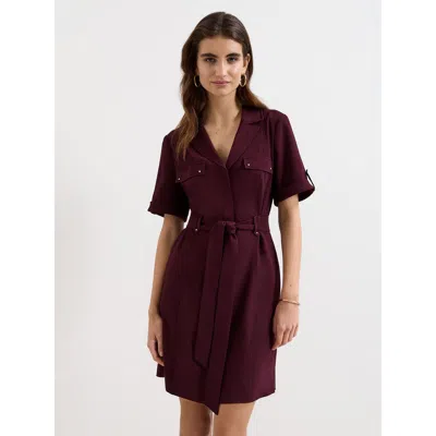 Phase Eight Marlina Belted Mini Shirt Dress In Burgundy