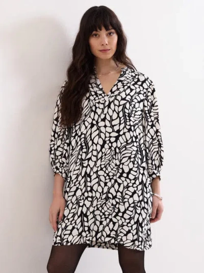 Phase Eight Milicia V-neck Printed Mini Tunic Dress In Black