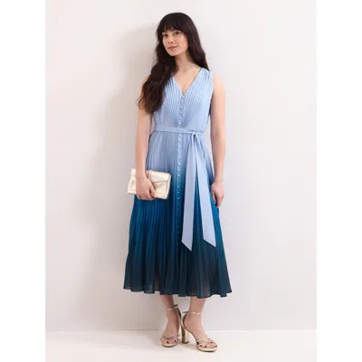 Phase Eight Mira Pleated V-neck Midi Dress In Blue