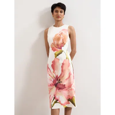 Phase Eight Womens Cream Nadina Floral Cotton-blend Midi Dress In White