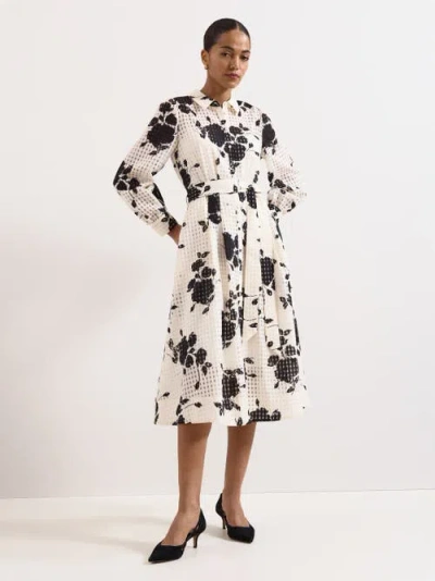 Phase Eight Natalie Floral Belted Shirt Dress In Brown