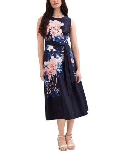 Phase Eight Natalya Fit And Flare Floral Printed Midi Dress In Blue