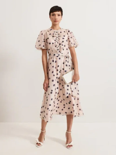 Phase Eight Nicola Ruffle-front Midi Dress In Pale Pink