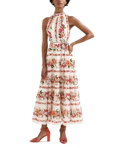 Phase Eight Nita Halter Neck Floral Dress In White