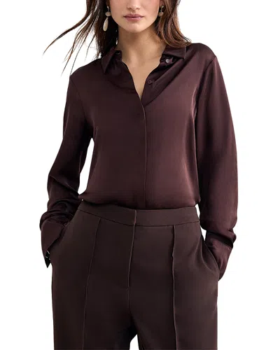 Phase Eight Novie Satin Button Up Shirt In Brown