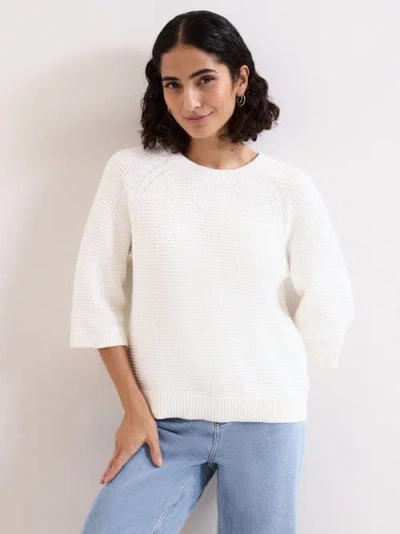 Phase Eight Odette Waffle Knit Sweater In White