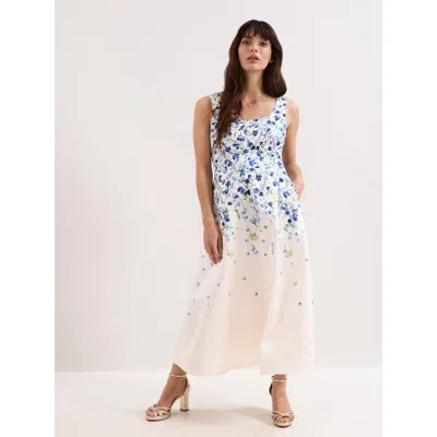 Phase Eight Orla Floral Midi Dress In White