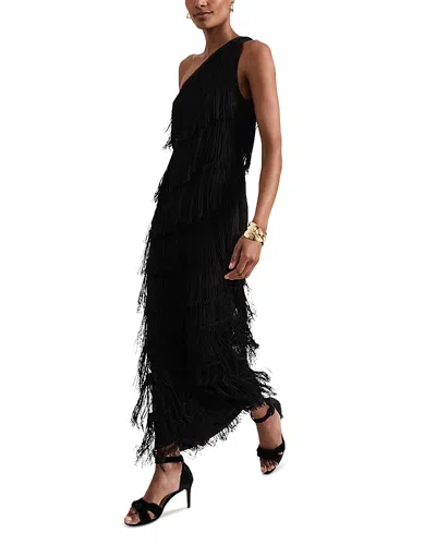 Phase Eight Otto One Shoulder Fringe Maxi Dress In Black