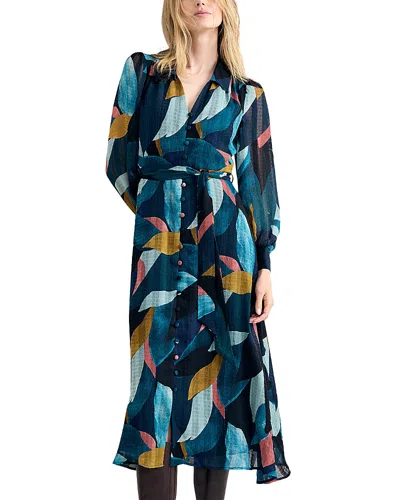 Phase Eight Petite Catalina Petal Abstract Print Midi Dress In Blue