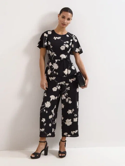 Phase Eight Petite Jolie Cropped Wide-leg Jumpsuit In Black/ivory