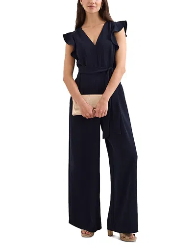 Phase Eight Petite Kallie V Neck Ruffled Jumpsuit In Blue