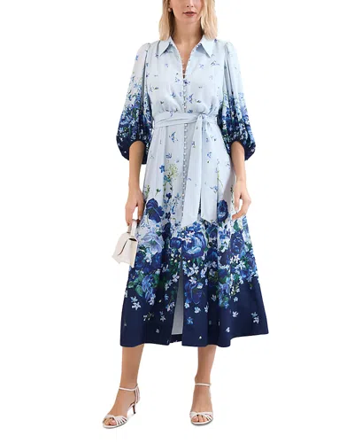 Phase Eight Petite Noella Blue Floral Shirt Midaxi Dress