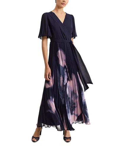 Phase Eight Womens Navy Petite Abigail Floral-print Woven Maxi Dress In Blue