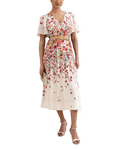 Phase Eight Petites Lovette Cream Floral Midi Dress In White