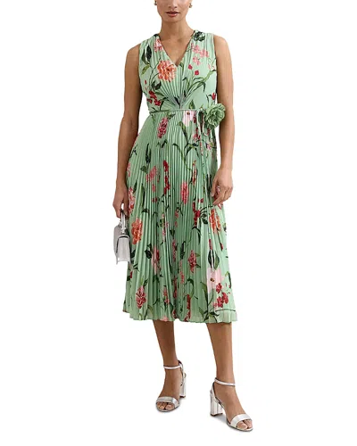 Phase Eight Petites Simara Pleated Dress In Green