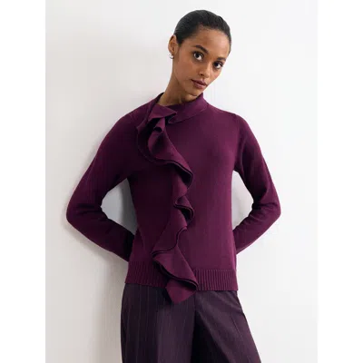 Phase Eight Plum Ruffle Detail Knit Jumper In Purple