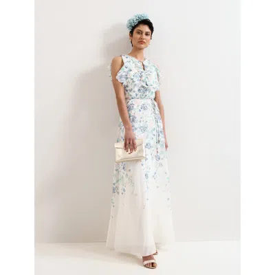Phase Eight Rachel Floral Ruffle Detail Maxi Dress In White