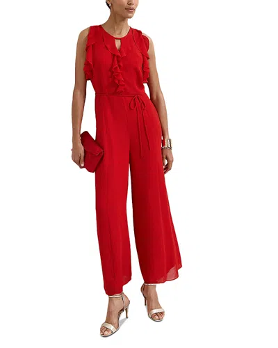 Phase Eight Rachel Ruffle Trim Sleeveless Jumpsuit In Red