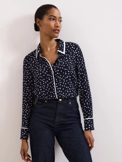 Phase Eight Rita Printed Collared Button-up Shirt In Blue