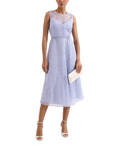 Phase Eight Sakura Floral Embroidered Lace Dress In Blue
