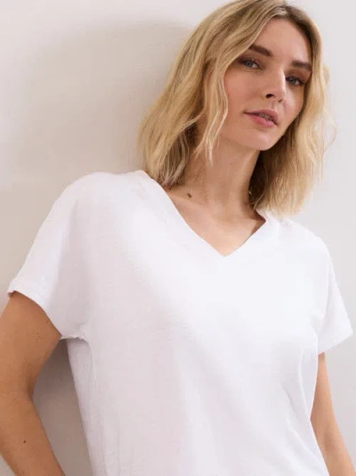 Phase Eight Saphiya Slub Cotton V-neck T-shirt In White