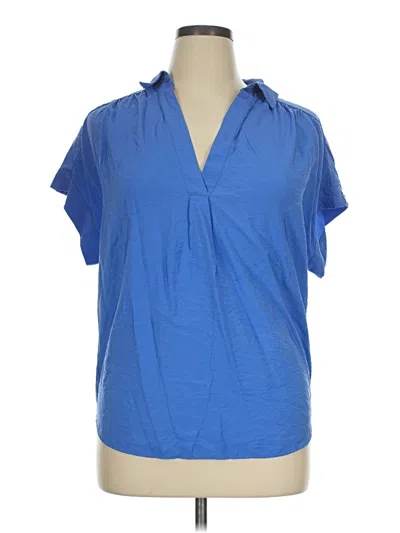 Pre-owned Phase Eight Short Sleeve Blouse In Blue