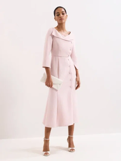Phase Eight Womens Pale Pink Sienna V-neck Tuxedo Woven Midi Dress