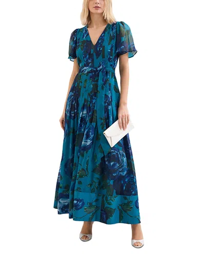 Phase Eight Skylar Teal Floral Maxi Dress In Blue
