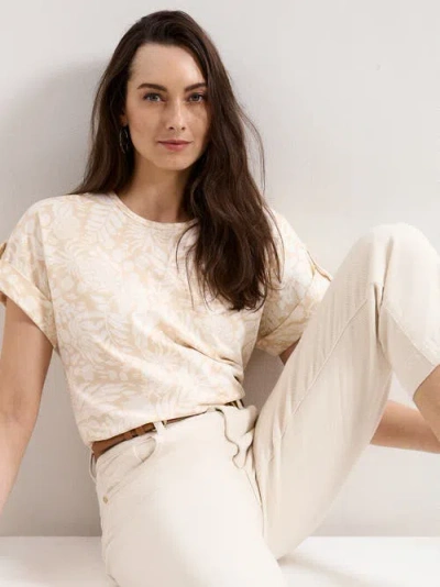 Phase Eight Soft Drape Floral Short Sleeve Top In White