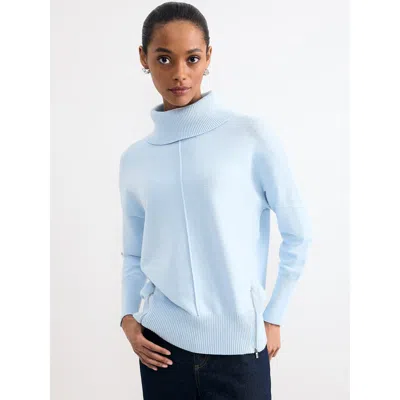 Phase Eight Steph Roll Neck Side-zip Knitted Jumper In Blue