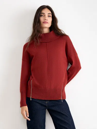 Phase Eight Steph Roll Neck Zip Hem Jumper In Red