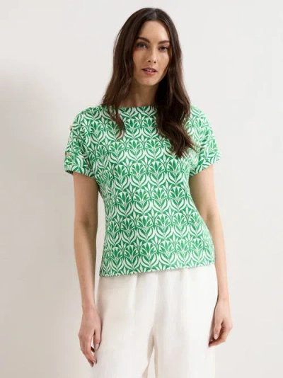 Phase Eight Suzie Short Sleeve Boat Neck Top In Green