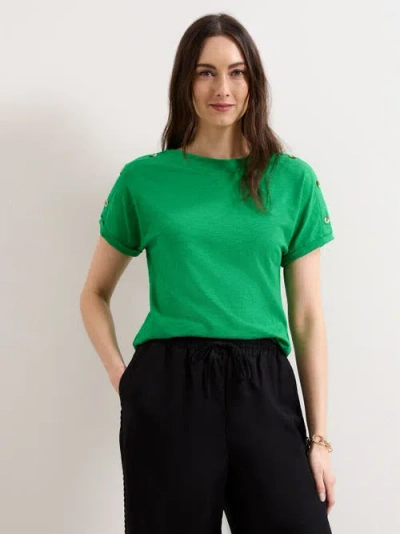 Phase Eight Suzie Shoulder-button Relaxed T-shirt In Green